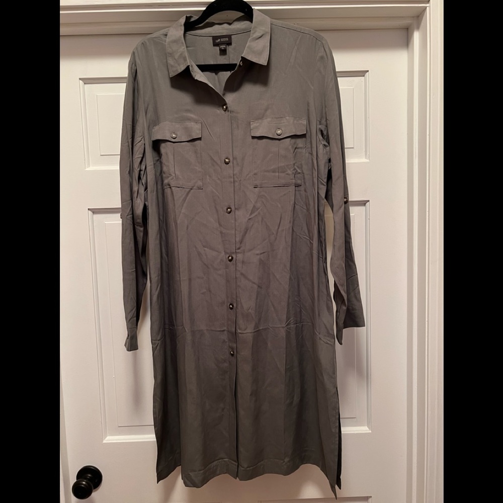 JJill olive button down dress. Large